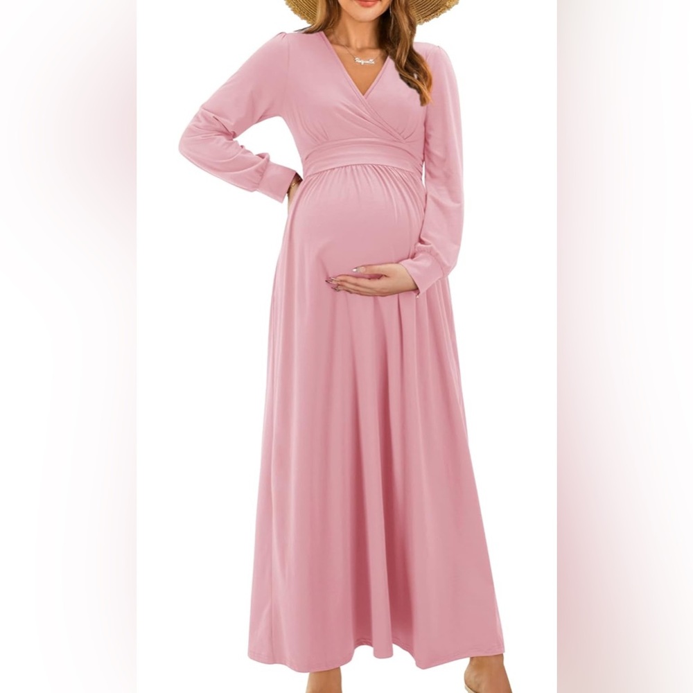 Elegant Pink Maternity Dress